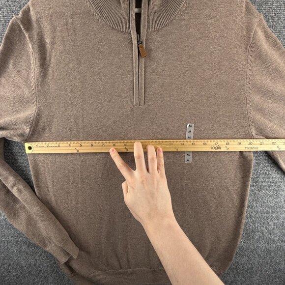 NWOT Roundtree & Yorke Beige 1/4 Zip Sweater Medium Knit Cotton Blend Basic - Picture 5 of 12